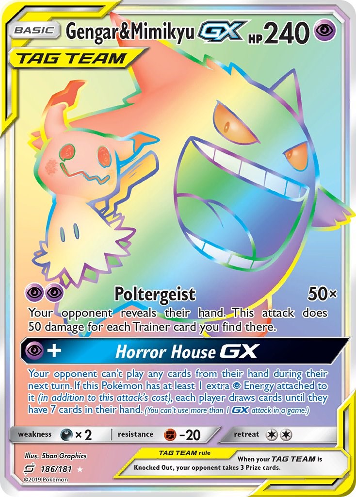mimikyu gx pokemon card Gengar & Mimikyu GX (Secret) [SM9
